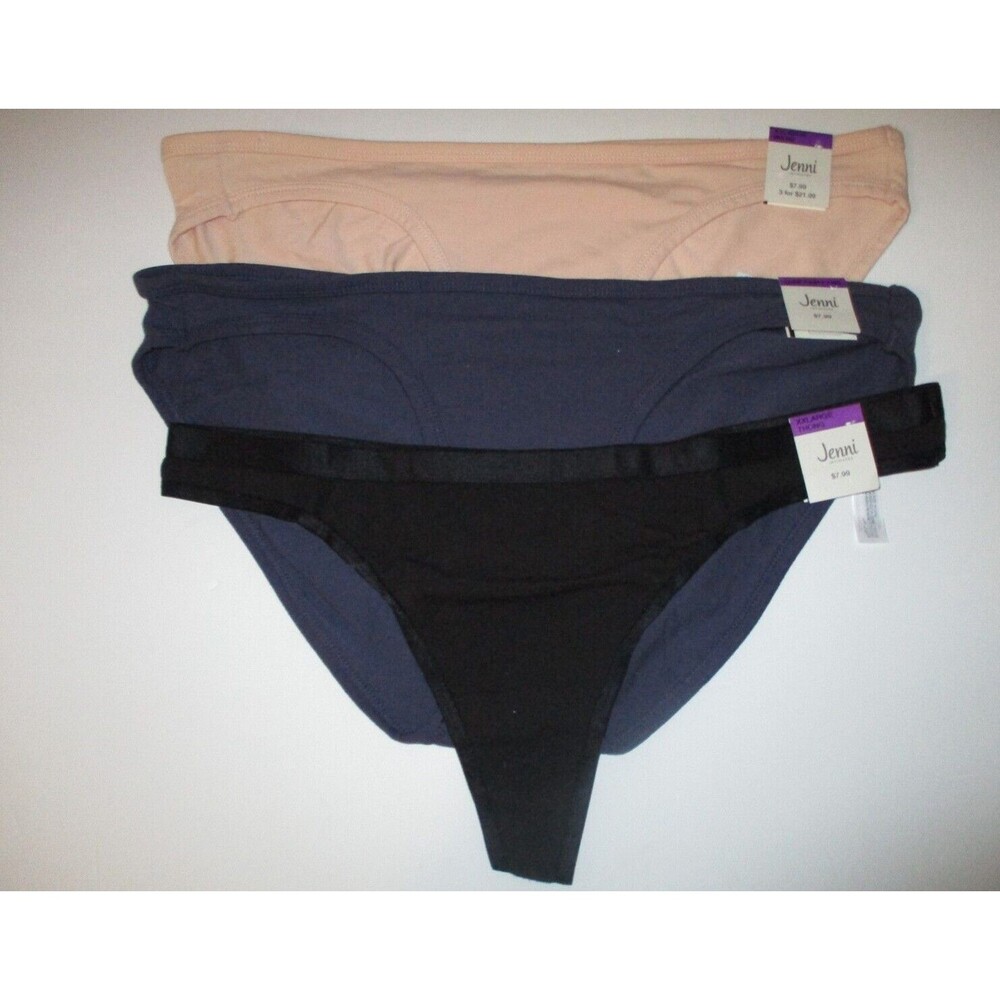 Jenni Womens Sz XXL Cotton Brief Thong Panty Underwear Lot of 3